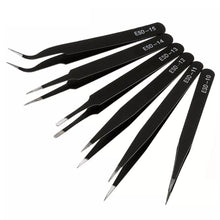 Load image into Gallery viewer, 6 Piece Anti-Static Stainless Steel Tweezer Set