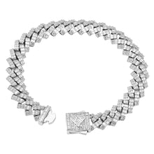 Load image into Gallery viewer, Big Daddy 12MM Cuban Baguette Diamond Silver Bracelet