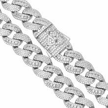 Load image into Gallery viewer, Big Daddy 12MM Baguette Iced Out Rhombus Cuban Silver Chain