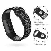Load image into Gallery viewer, Fitbit Charge 3 Strap Sport Silicone (Black/Grey)