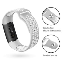 Load image into Gallery viewer, Fitbit Charge 3 Strap Sport Silicone (Silver/White)