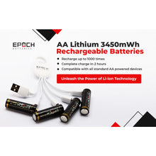 Load image into Gallery viewer, Epoch AA 1.5V 2300mAh USB Protected Li-ion Battery - 4 Pack