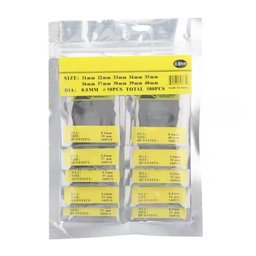 500 Piece Set of Watch O-rings 0.8mm/31-40mm (for