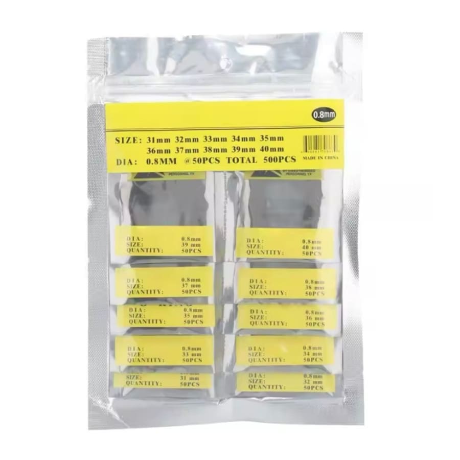 500 Piece Set of Watch O-rings 0.8mm/31-40mm (for