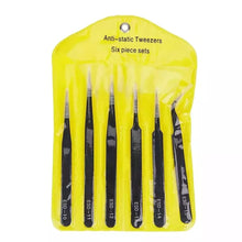 Load image into Gallery viewer, 6 Piece Anti-Static Stainless Steel Tweezer Set
