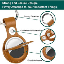 Load image into Gallery viewer, AirTag Leather Case Keyring - Brown - Unbranded
