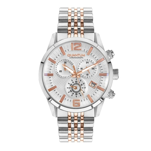 Quantum Men’s Rose Gold Chronograph Metal Strap Watch –