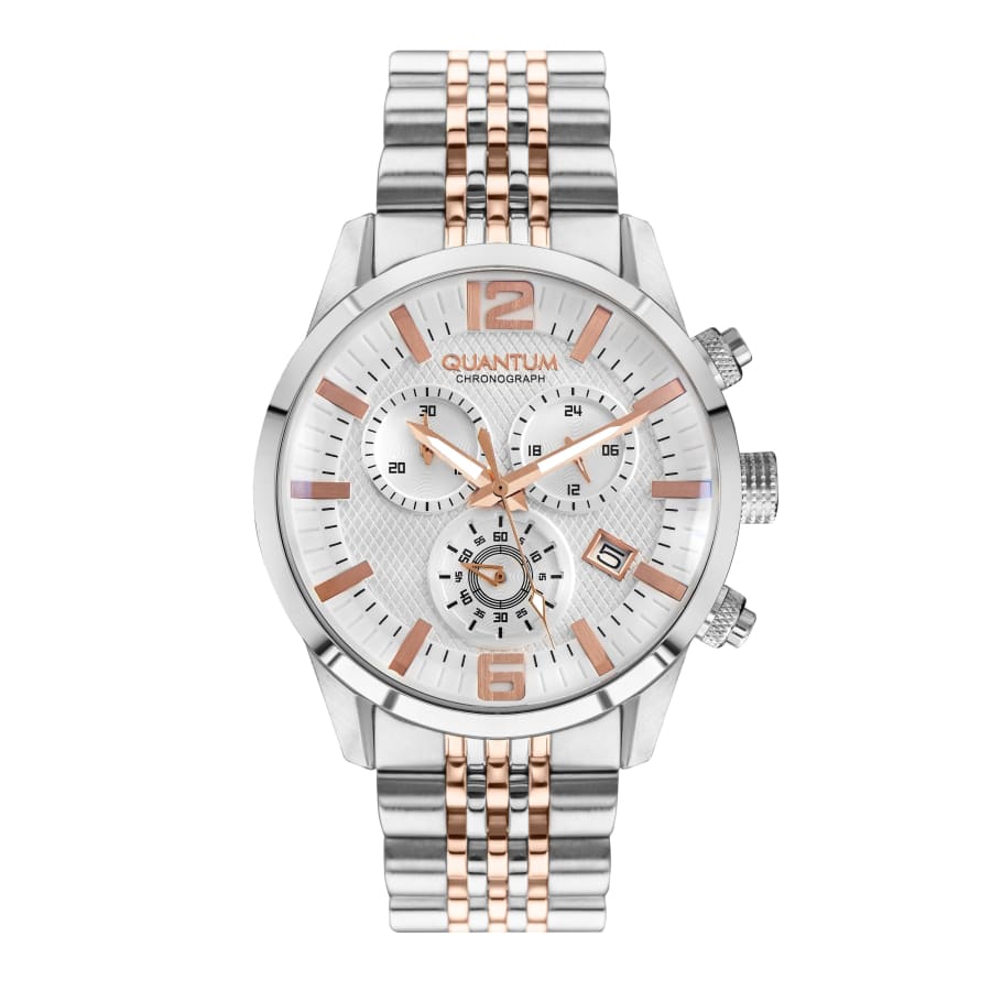 Quantum Men’s Rose Gold Chronograph Metal Strap Watch –