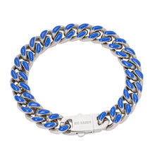 Load image into Gallery viewer, Big Daddy 13MM Enamel Blue Steel Cuban Bracelet - Bracelet
