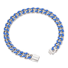 Load image into Gallery viewer, Big Daddy 9MM Enamel Blue Steel Cuban Bracelet - Bracelet
