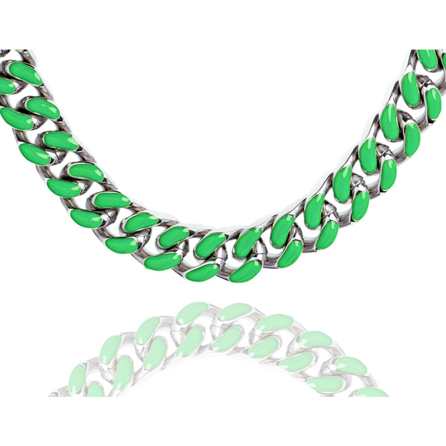Big Daddy 13MM Enamel Green Steel Cuban Chain - Chain