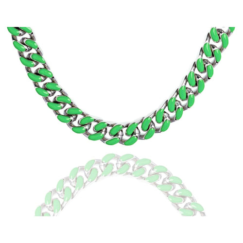 Big Daddy 9MM Enamel Green Steel Cuban Chain - Chain