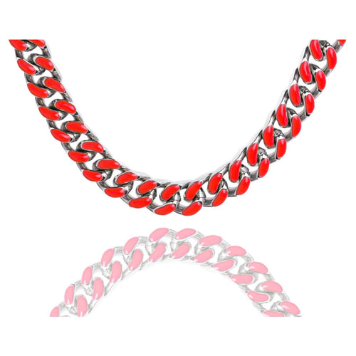 Big Daddy 9MM Enamel Red Steel Cuban Chain - Chain