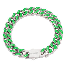 Load image into Gallery viewer, Big Daddy 13MM Enamel Green Steel Cuban Bracelet - Bracelet

