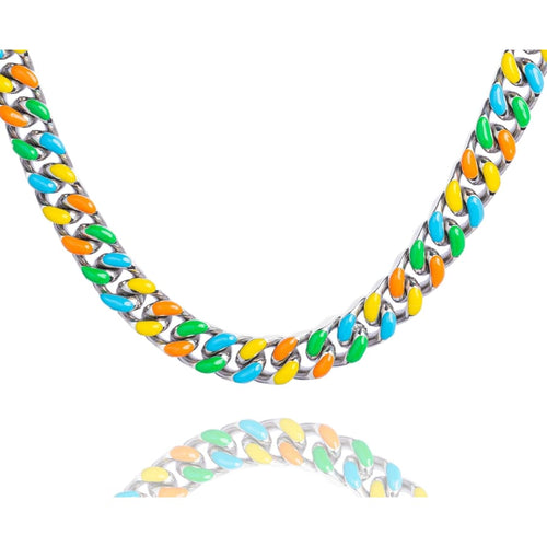 Big Daddy 13MM Mutli-colour Enamel Steel Cuban Chain - Chain
