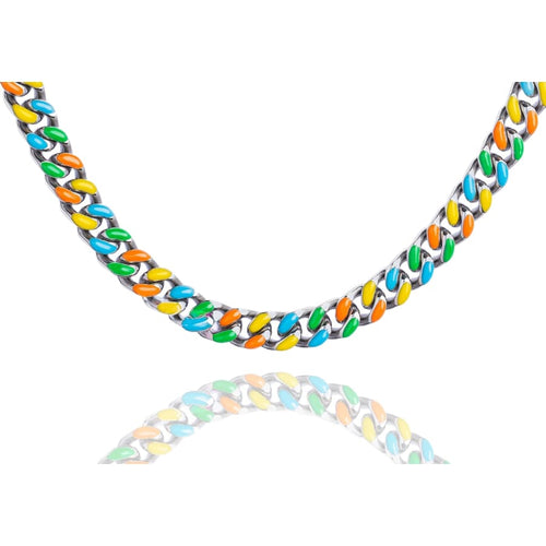 Big Daddy 8MM Mutli-colour Enamel Steel Cuban Chain - Chain