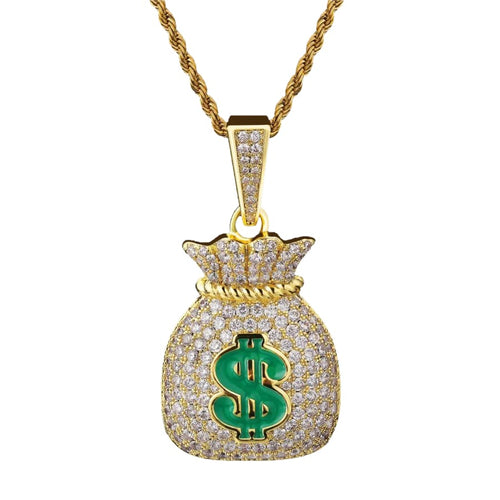 Big Daddy Iced Out Money Bag Men’s Pendant Necklace