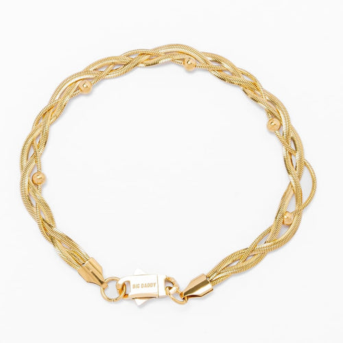 Big Daddy 3MM Gold Flat Herringbone Bracelet - Bracelet