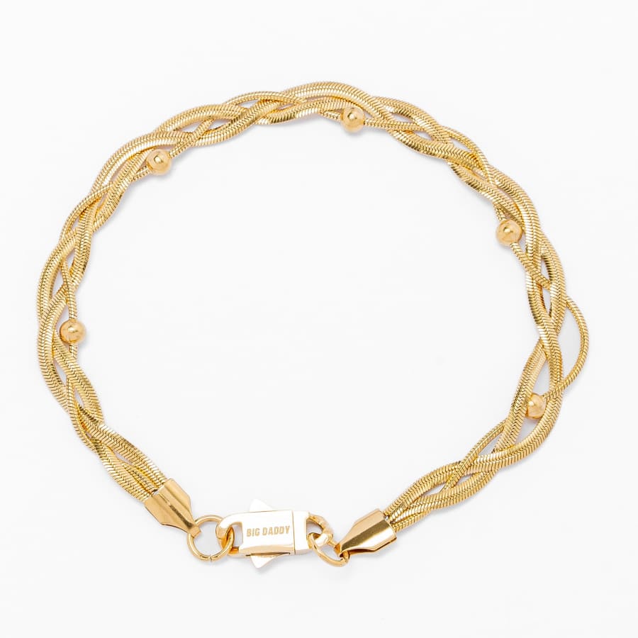Big Daddy 3MM Gold Flat Herringbone Bracelet - Bracelet