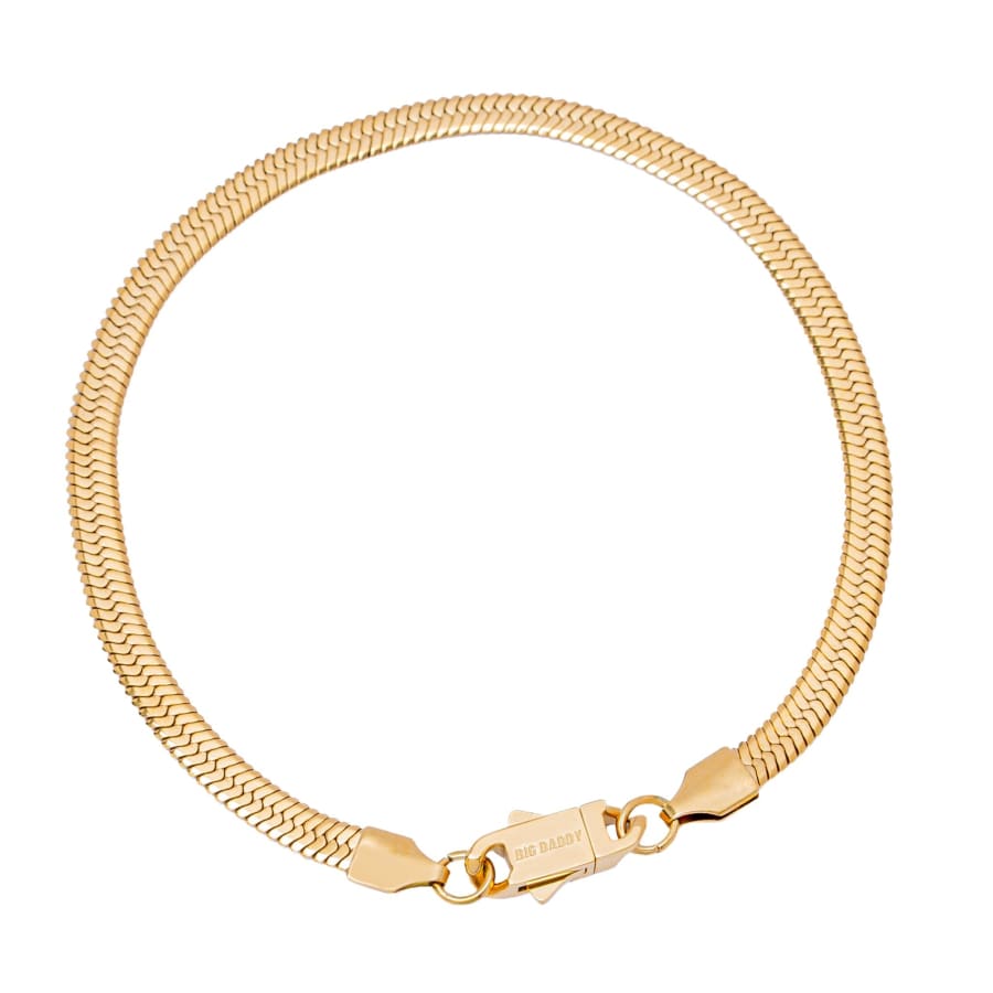 Big Daddy 5MM Gold Flat Herringbone Bracelet - Bracelet