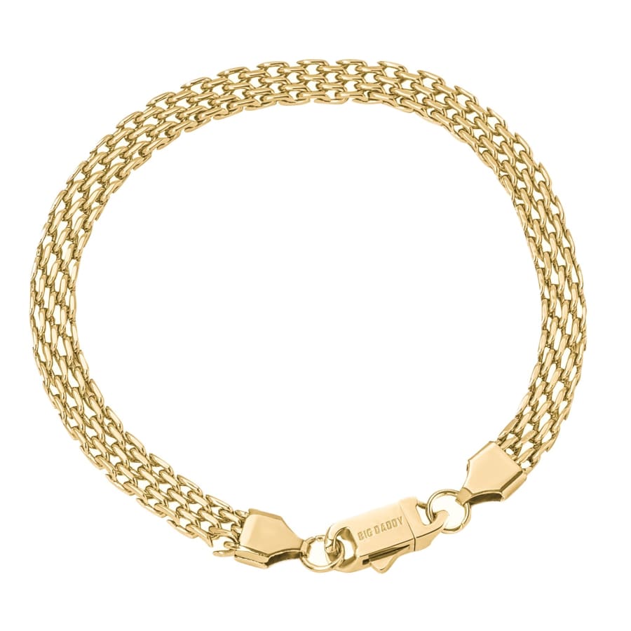 Big Daddy 6MM Gold Flat Herringbone Bracelet - Bracelet