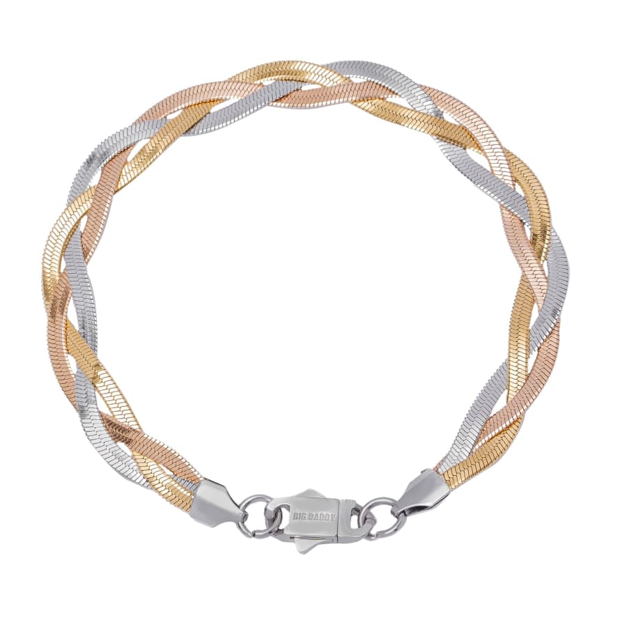 Big Daddy 8MM Two-Tone Flat Herringbone Bracelet - Bracelet