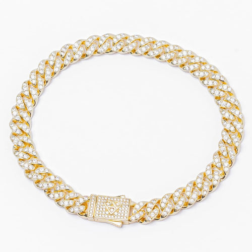 Big Daddy 8MM Iced Out Gold Cuban Link Bracelet - Bracelet