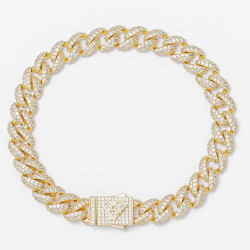 Big Daddy 9MM Diamond Curb Gold Bracelet - Bracelet