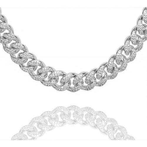 Big Daddy 10MM Iced Out Miami Cuban Link Silver Chain