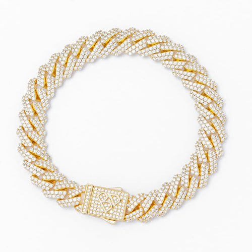 Big Daddy 10MM Straight Edge Cuban Diamond Gold Bracelet