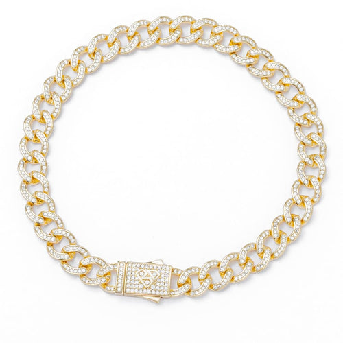 Big Daddy 8MM Iced Curb Cuban Gold Bracelet - Bracelet