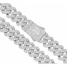 Load image into Gallery viewer, Big Daddy 12MM Full Iced Out Cuban Silver Chain - Chain
