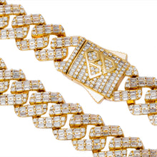 Load image into Gallery viewer, Big Daddy 12MM Gold &amp; Baguette Diamond Prong Cuban Chain
