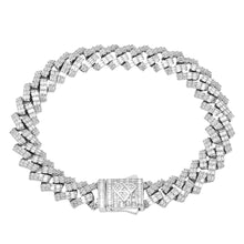 Load image into Gallery viewer, Big Daddy 12MM Cuban Baguette Diamond Silver Bracelet
