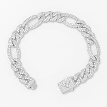 Load image into Gallery viewer, Big Daddy 12MM Hip Hop Iced Figaro Silver Bracelet
