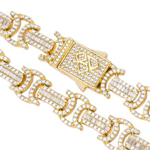 Load image into Gallery viewer, Big Daddy 12MM Baguette Byzantine Iced Out Gold Chain
