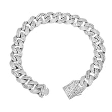 Load image into Gallery viewer, Big Daddy 12MM Baguette Iced Out Rhombus Cuban Silver
