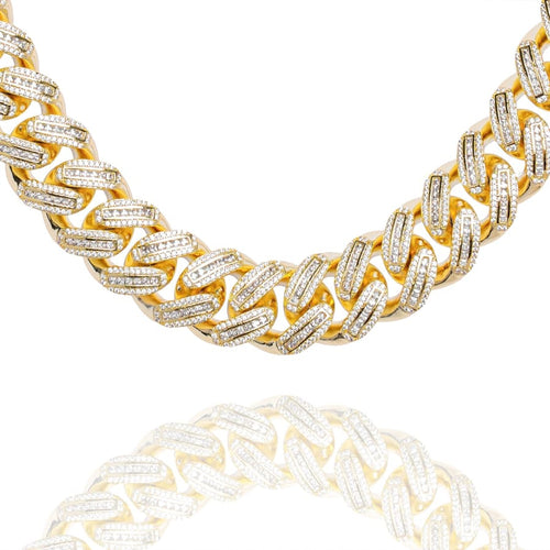 Big Daddy 18MM Baguette Gold Iced Out Cuban Link Chain