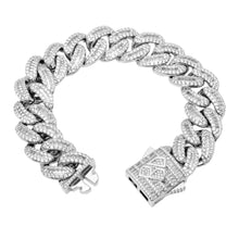 Load image into Gallery viewer, Big Daddy 20MM Baguette Iced Out Cuban Link Silver Bracelet
