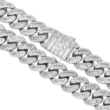 Load image into Gallery viewer, Big Daddy 20MM Baguette Iced Out Cuban Link Silver Chain
