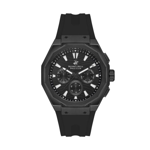 BEVERLY HILLS POLO CLUB Men’s Black Chronograph Silicone