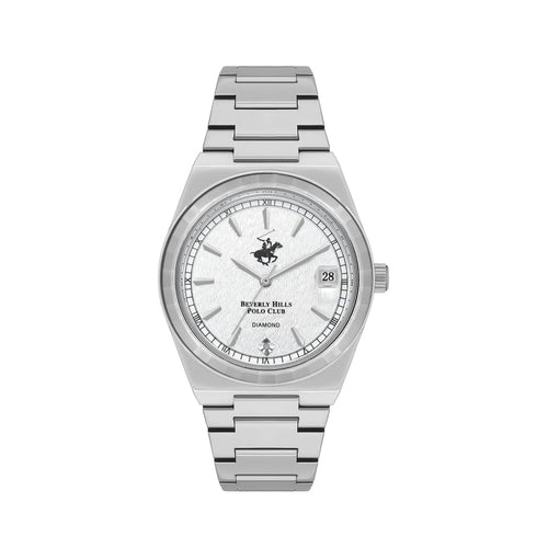 BEVERLY HILLS POLO CLUB Women’s White Dial Diamond Watch –