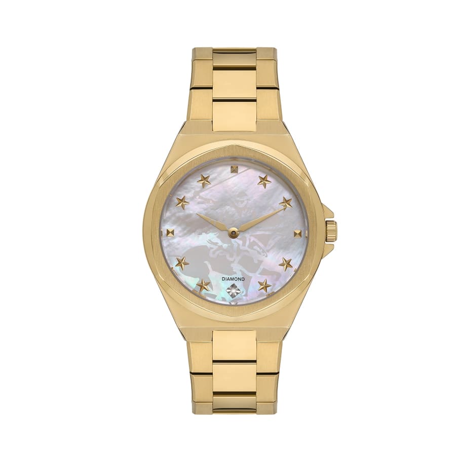 BEVERLY HILLS POLO CLUB Gold & MOP Diamond Watch –