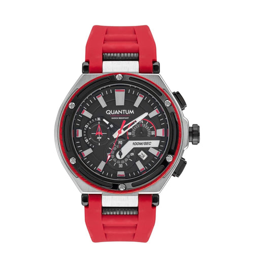 Quantum Men’s Red Chronograph Silicone Strap Watch –
