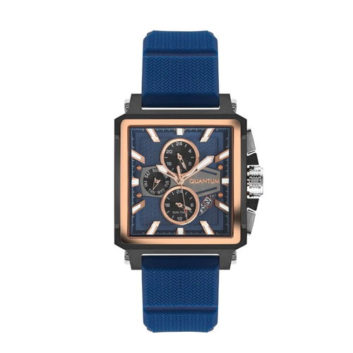 Quantum Men’s Blue Dial Silicone Strap Watch – HNG969.090