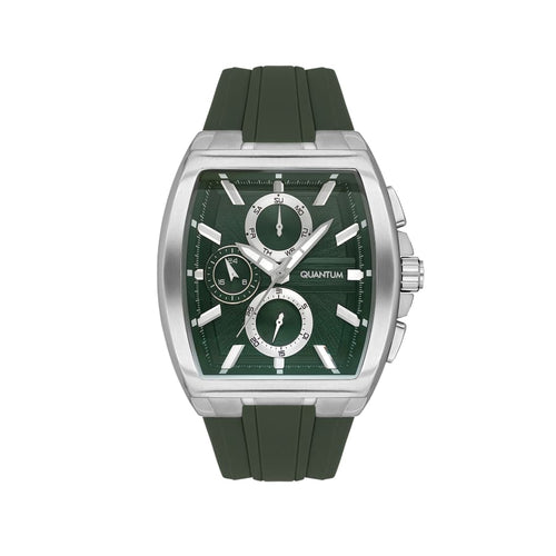 Quantum Men’s Green Chronograph Silicone Strap Watch –