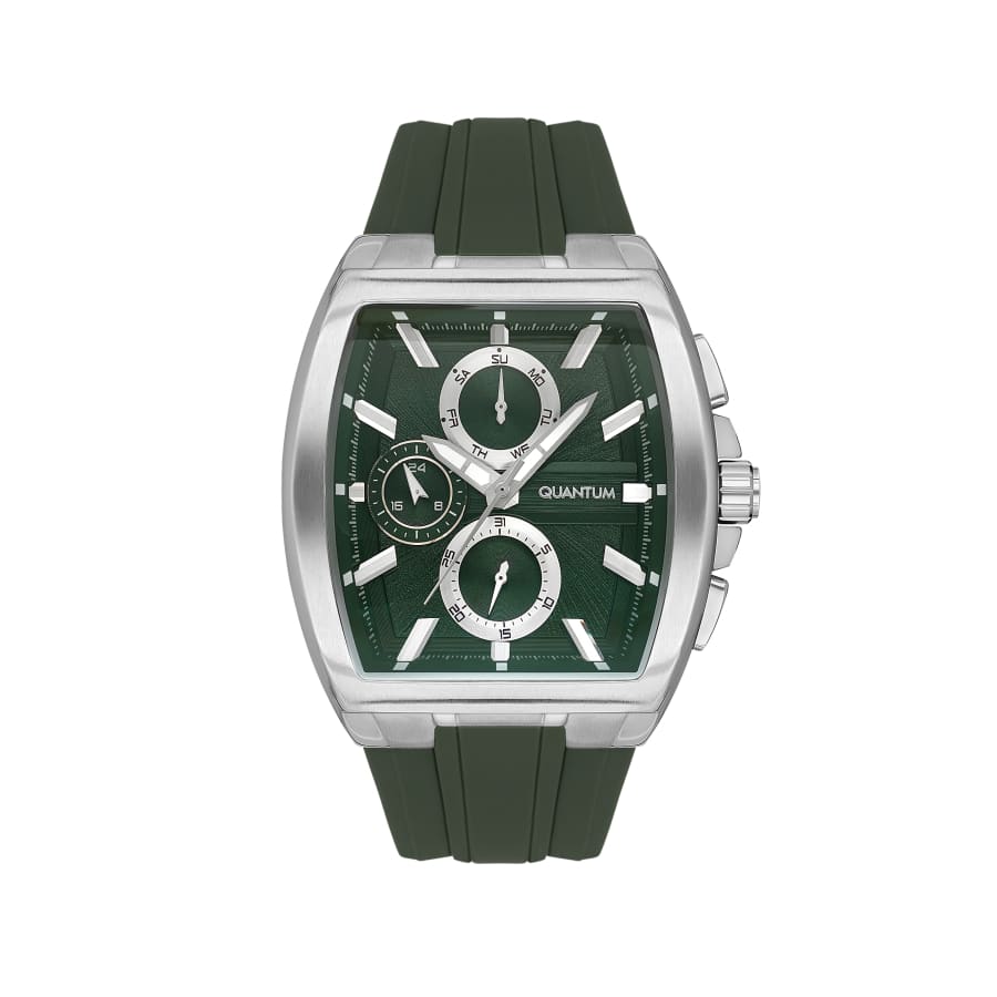 Quantum Men’s Green Chronograph Silicone Strap Watch –