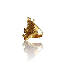 Load image into Gallery viewer, Big Daddy Lion Head Crown Gold Ring - Ring
