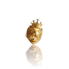 Load image into Gallery viewer, Big Daddy Lion Head Crown Gold Ring - Ring
