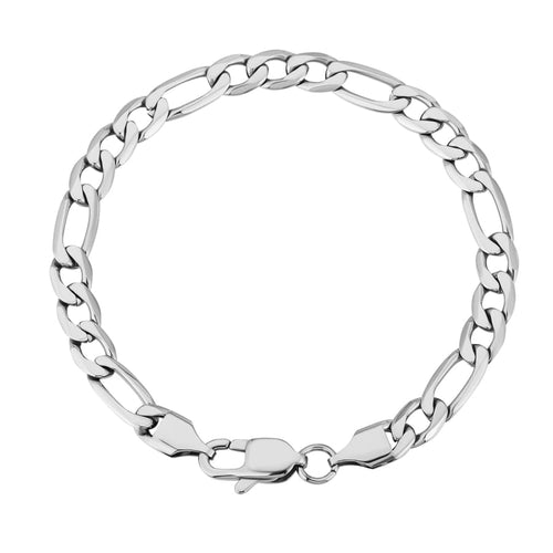 Big Daddy 6mm Steel Figaro Silver Bracelet - Bracelet